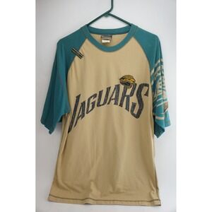 Vintage No Huddle Jacksonville Jaguars NFL Shirt Mens‎ Large Tan Teal Raglan